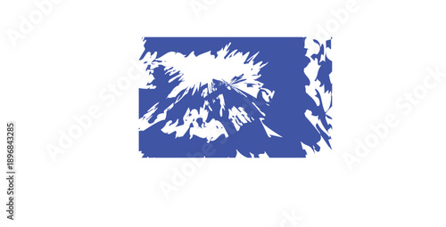 ICONS Abstract blue mountain peak with snow and sunburst effect representing nature and adventure isolated on white background