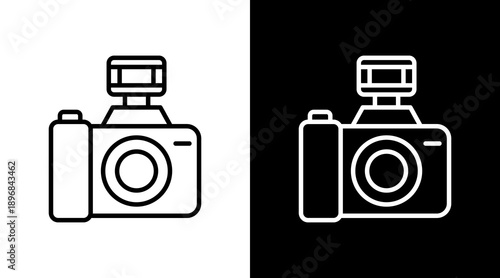Camera White Icon Set Vector 
