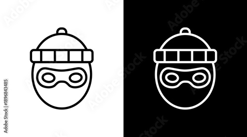 Thief White Icon Set Vector 