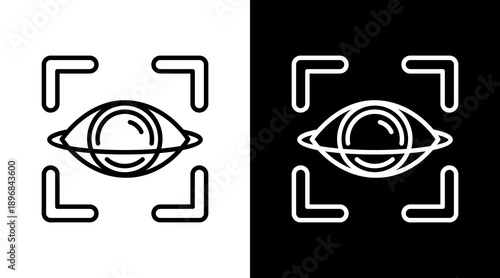 Eye Scan White Icon Set Vector 