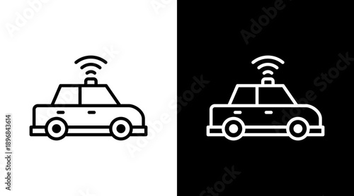 Police Car White Icon Set Vector 