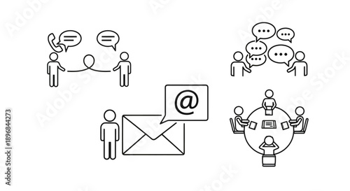 Communication Icons Representing Different Forms of Interaction.