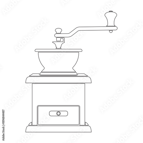 a classic hand-crank coffee mill, also known as a manual coffee grinder