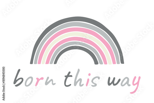 Colorful rainbow shape Demigirl pride flag Happy pride day LGBTQIA community Pride Month Vector hand drawn doodle for posters, stickers, logo, cards