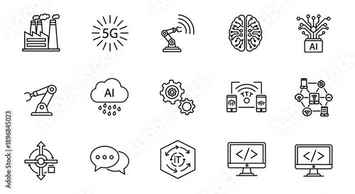 Technology icons representing artificial intelligence 5g robotics and data