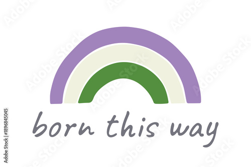 Colorful rainbow shape Genderqueer pride flag Happy pride day LGBTQIA community Pride Month Vector hand drawn doodle for posters, stickers, logo, cards