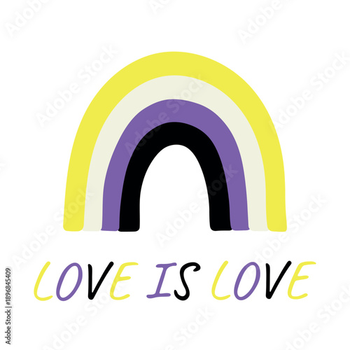 Colorful rainbow shape Non-binary pride flag Happy pride day LGBTQIA community Pride Month Vector hand drawn doodle for posters, stickers, logo, cards