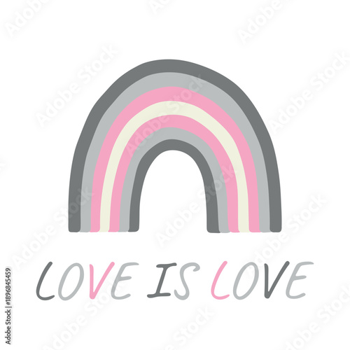 Colorful rainbow shape Demigirl pride flag Happy pride day LGBTQIA community Pride Month Vector hand drawn doodle for posters, stickers, logo, cards