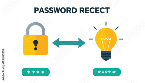 vector Password Reset Process with Lock and Lightbulb