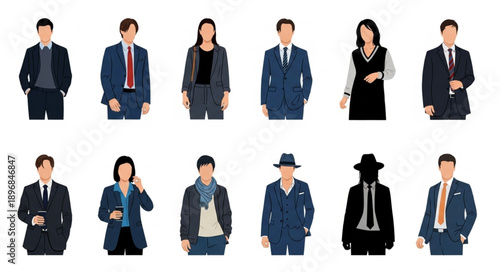 Diverse Group of Business Professionals Posed Against White Background.