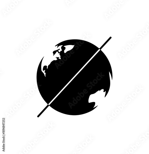 Modern Minimalist Earth Silhouette with Diagonal Line Vector Illustration