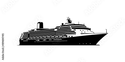 Modern Cruise Ship Vector Silhouette Illustration