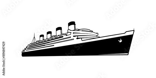 Vintage Ocean Liner Silhouette Vector Art - 1939 Style
