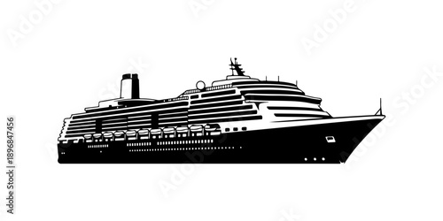 Elegant Cruise Ship Silhouette Vector Illustration