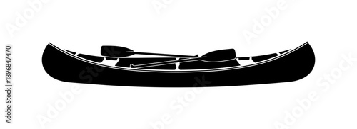Modern Minimalist Black Canoe Vector Silhouette