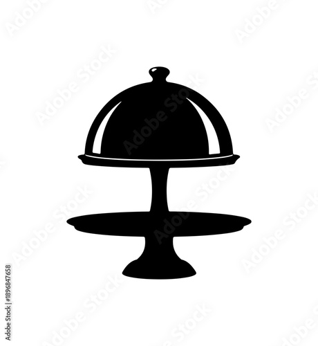 Elegant Black Waiter Bell Silhouette Vector Icon