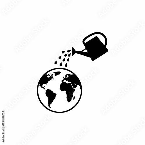Vector illustration of a watering can nurturing the Earth globe, concept for World Earth Day and environmental conservation
