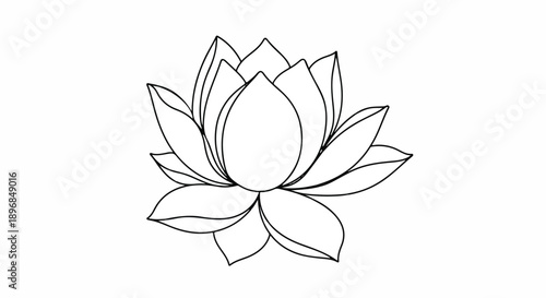 Lotus flower line art illustration representing zen, yoga, meditation, and purity in minimalist design