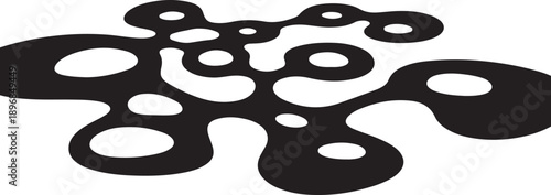 Abstract black and white liquid shape design element graphic