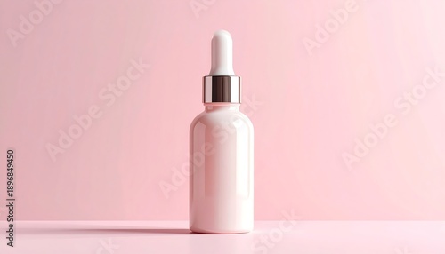 Elegant skincare bottle standing on a plain background, clean beauty and wellness concept. Minimal, refined presentation ideal for cosmetic branding, spa, and premium product visuals.
