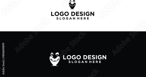 ICONS Funny cartoon character logo simple vector illustration for branding and identity suitable for businesses and apps isolated on white and black backgrounds