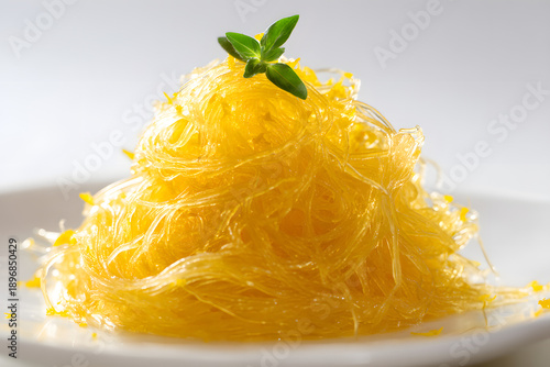 Wallpaper Mural Delicate and Airy Mound of Thin Capellini Pasta Isolated on White Background with Fresh Green Herb Garnish Torontodigital.ca