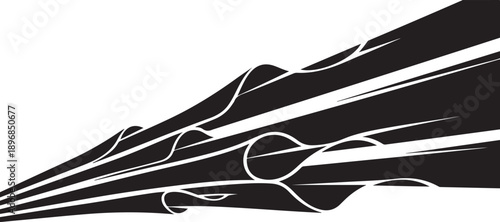 Abstract black and white illustration of dynamic motion lines
