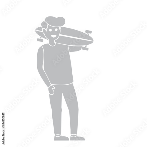 a person holding a skateboard