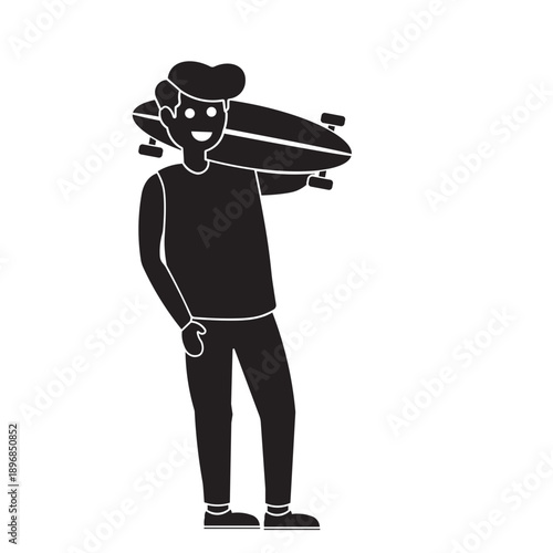 a person holding a skateboard