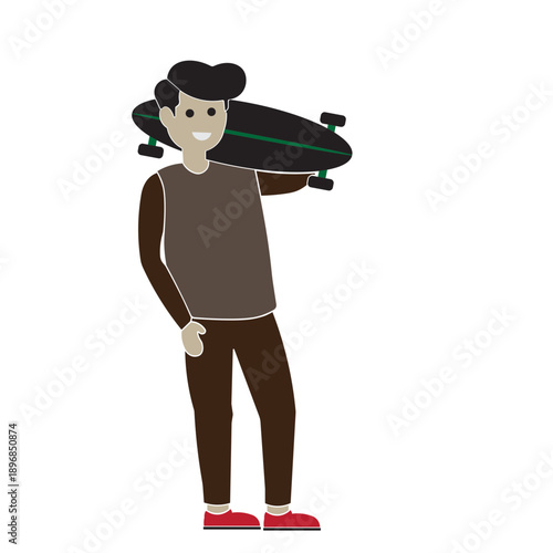 a person holding a skateboard