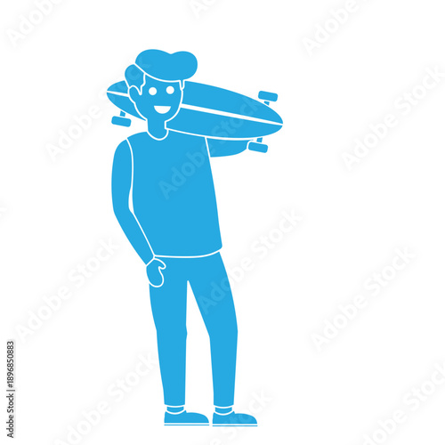 a person holding a skateboard