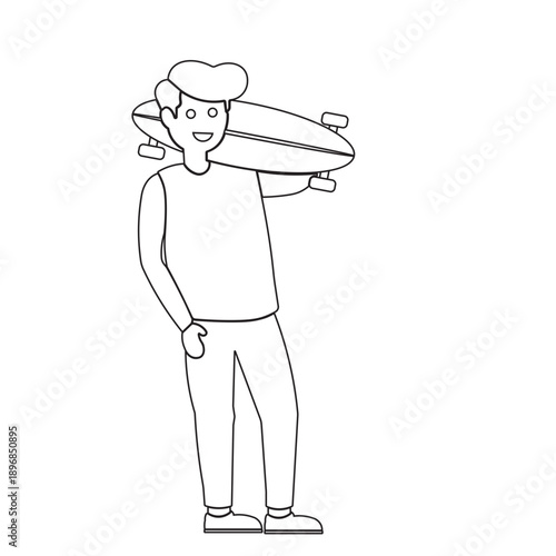 a person holding a skateboard