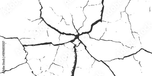 Abstract texture of a cracked concrete wall featuring a rough grunge pattern on an old broken cement surface with dirty plaster and vintage white stone details