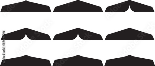 Collection of various black mustache shapes and styles isolated