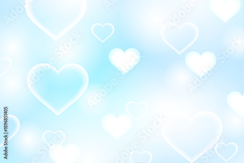 水色のハートが舞う可愛い恋愛イメージ背景イラスト