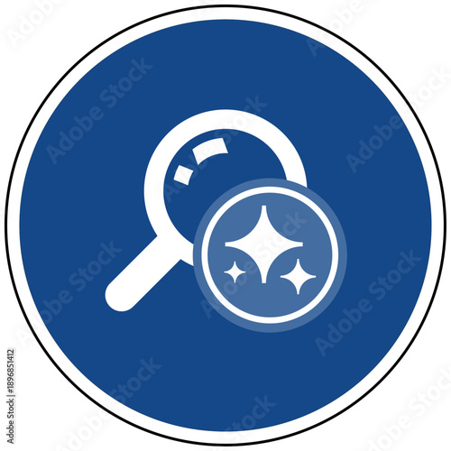 Suche Analyse Lupe Recherche mit Künstliche Intelligenz KI Icon blaues Schild Vektor Illustration - Big Data Search Engine Information Finden Scouting Discovery Smart Technology