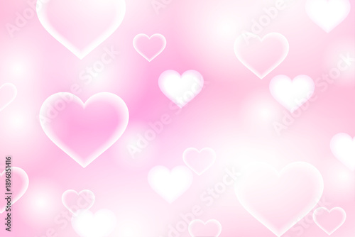 ピンク色のハートが舞う可愛い恋愛イメージ背景イラスト