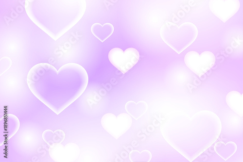 紫色のハートが舞う可愛い恋愛イメージ背景イラスト