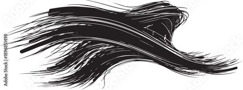 Dynamic Black Brush Strokes on White Background Illustration Art