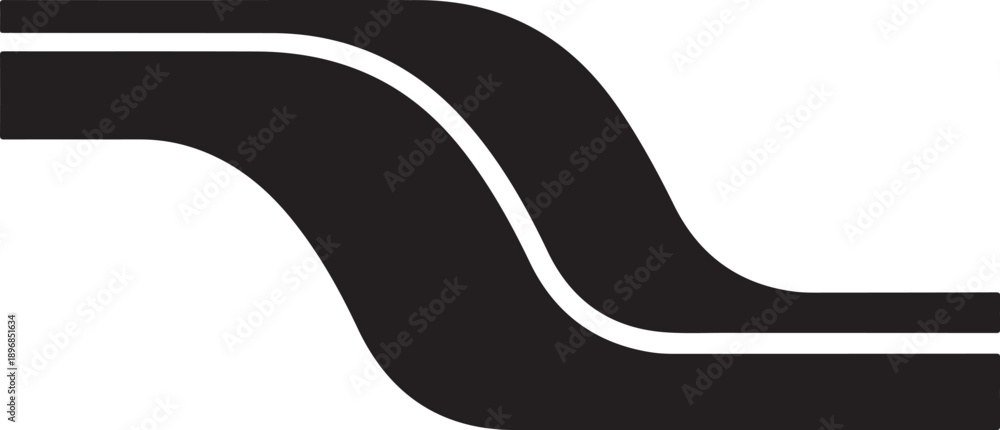 Obraz premium Simple black road with white lines on plain background