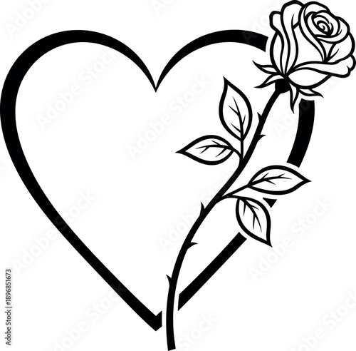 Heart with a rose illustration