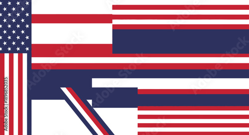 Modern Presidents Day sale banner with red white blue stripes and stars in a clean simple flat vector illustration for american usa patriotic national holiday promotion