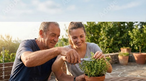 Wallpaper Mural Connectioneering Smiling couple potting herbs on a sunny patio Torontodigital.ca