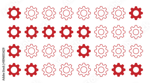 Gear icon vector set, black cogwheel vector collection, mechanical gear shapes, engineering symbols, industrial machinery, sprocket designs, abstract gearwheel graphics
