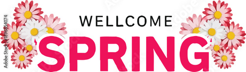 Welcome spring seasonal floral background banner design