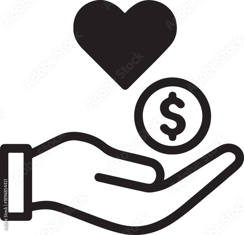 Charity giving zakat vector icon in EPS format, ideal for Islamic finance, donation, charity apps, and design.