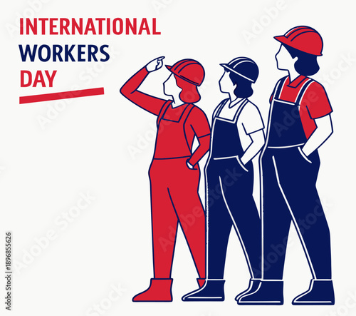 International Workers Day Illustration with Industrial Workers in Uniform