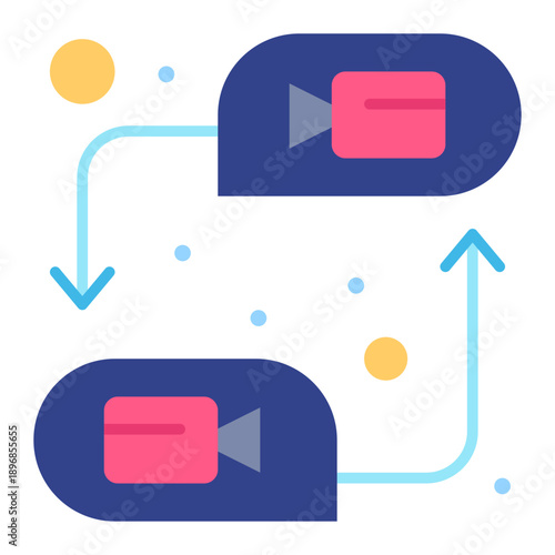 Video Communication Icons: Illustrated icon representing video communication, with arrows suggesting a flow of communication and connectivity.