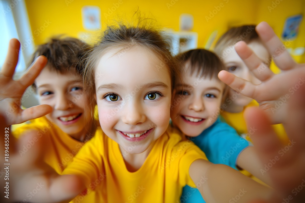 custom made wallpaper toronto digitalGlückliche Kinder lachen spielerisch in die Kamera