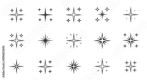 Collection of various sparkling star icons and shine effects.